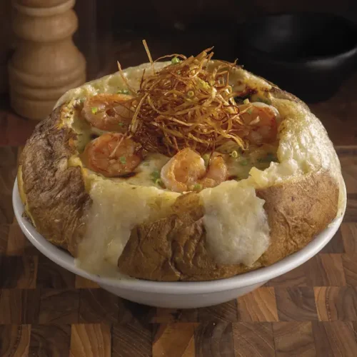 Papa Loca Camarones al Ajillo